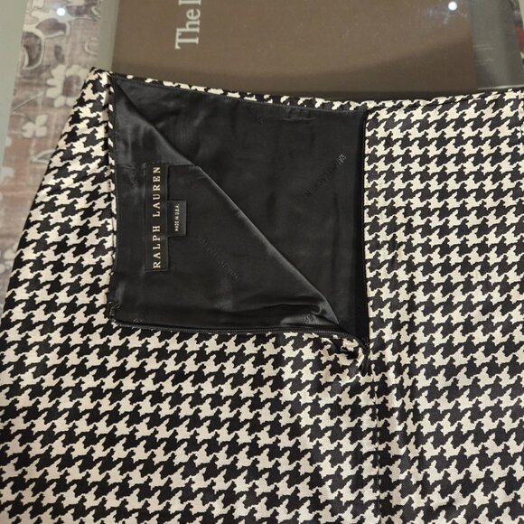 Vintage Ralph Lauren | 100% Silk Black & White Houndstooth Skirt | Size M - Picture 9 of 9